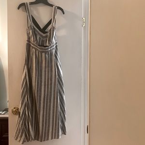 BCBG NWT Striped Linen Cutout Midi Dress Size 12
